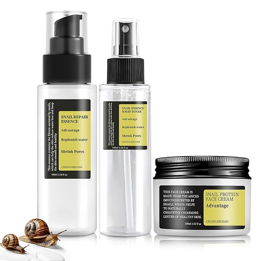 Advanced Snail 96% Mucin Power Essence Set – Korean Skincare Set for Women, Includes Snail Mucin Serum，Hydrating Toner & Face Cream, Moisturizing & Skin Renewal, 3PCS Travel Size Toiletries