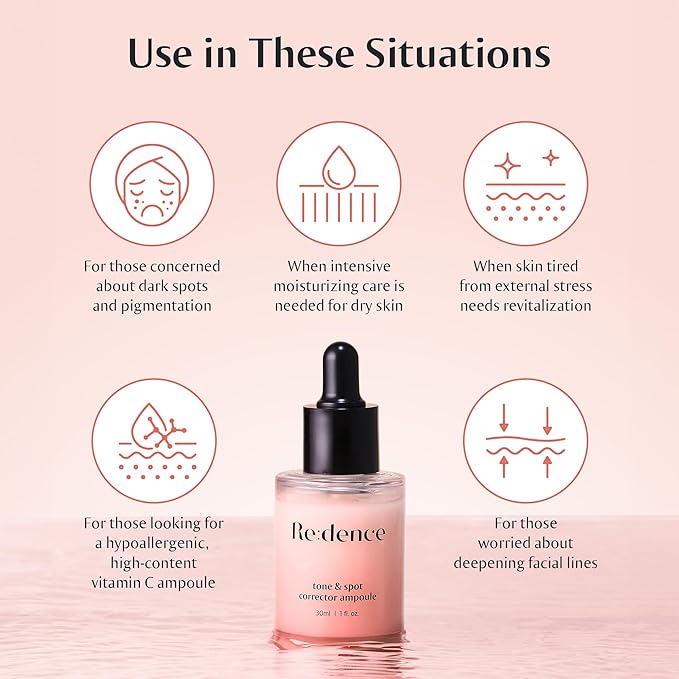 [Redence] 5% Niacinamide & 605,395ppm Natural Vitamin C Tone & Spot Serum for glow & Hydration - Gentle, Non-Sticky for Sensitive Skin, 1 fl Oz