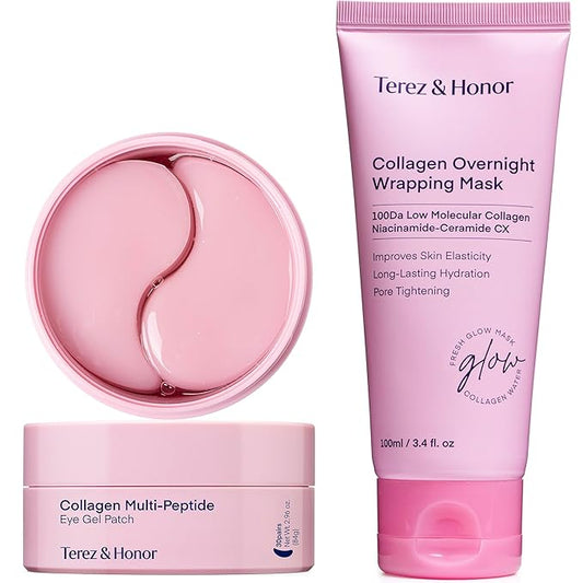 TEREZ & HONOR Peptide Collagen Under Eye Patches & Collagen Night Wrapping Peel-Off Mask