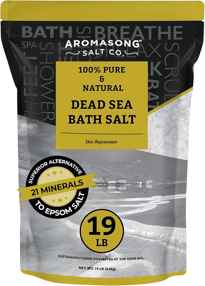 Aroamsong Ultimate Relaxation Bundle: 100% Pure Dead Sea Salt (19lb) & 100% Pure Dead Sea Magnesium Flakes (12lb) for Bath Soaks & Spa Treatments