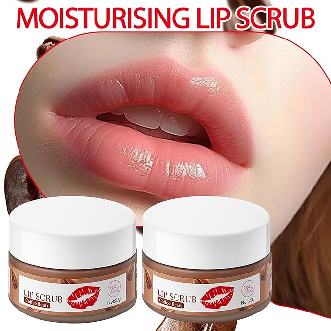 2PCS Coffee Bean Conditioning Lip Scrub Kit,Moisturizing Lip Sleeping Mask Long Lasting Hydrating Lip Scrubber Exfoliator Lip Care Products for Men & Women