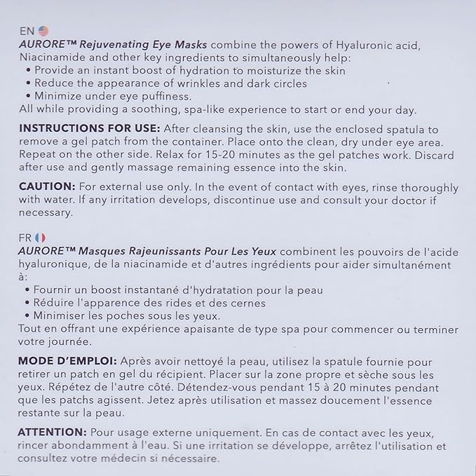 AURORE Under Eye Patches with Hyaluronic Acid, Collagen, Niacinamide - for Puffy Eyes, Dark Circles, Wrinkles, Fine Lines - Hydrating & Brightening, 30 pairs (60 gel patches) - Rejuvenating Eye Masks