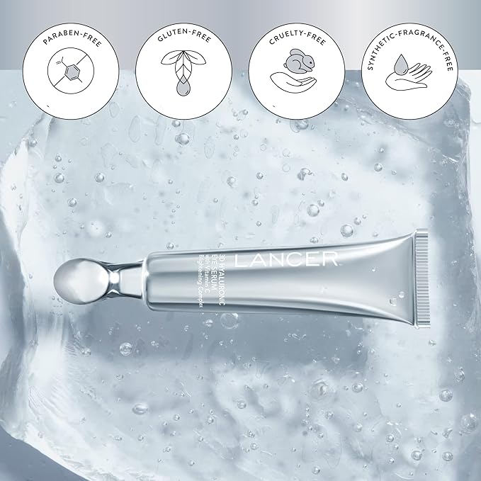 Lancer Skincare 3D Hyaluronic Eye Serum with Vitamin C Brightening Complex, Anti-Aging Eye Cream, 0.5 Fluid Ounces