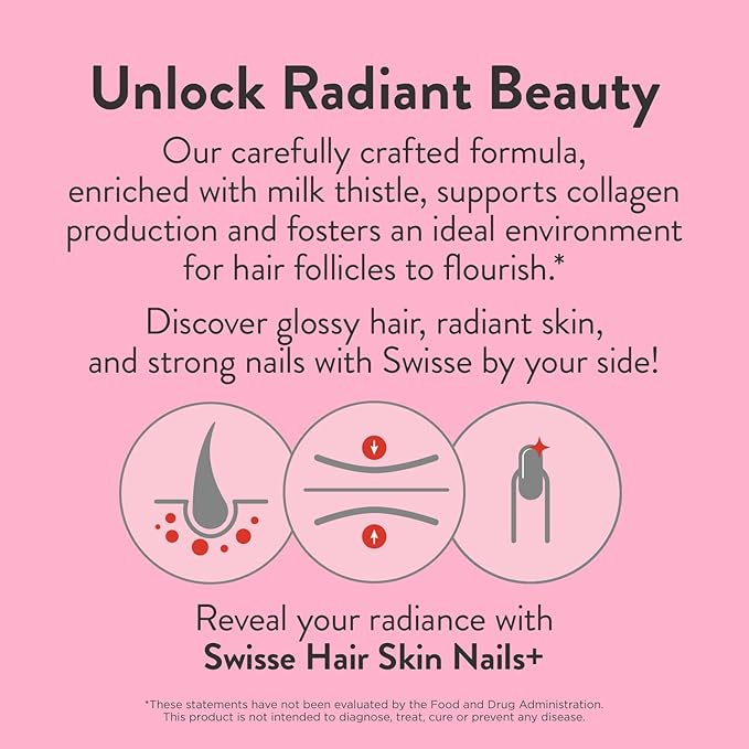 Swisse Biotin Hair Skin and Nails Supplement for Women & Men |5 Months Supply| Milk Thistle, Biotin, Vitamin C, Zinc & Iron| Supports Hair Growth &Collagen Production |Collagen Supplement| 150 Tablets