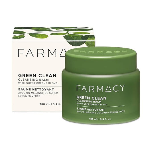 Farmacy Makeup Remover Cleansing Balm - Green Clean Waterproof Makeup Remover + Oil Based Cleanser - Newly Formulated Double Cleanser with Plant Based Waxes + Upcycled Moringa (100ml)