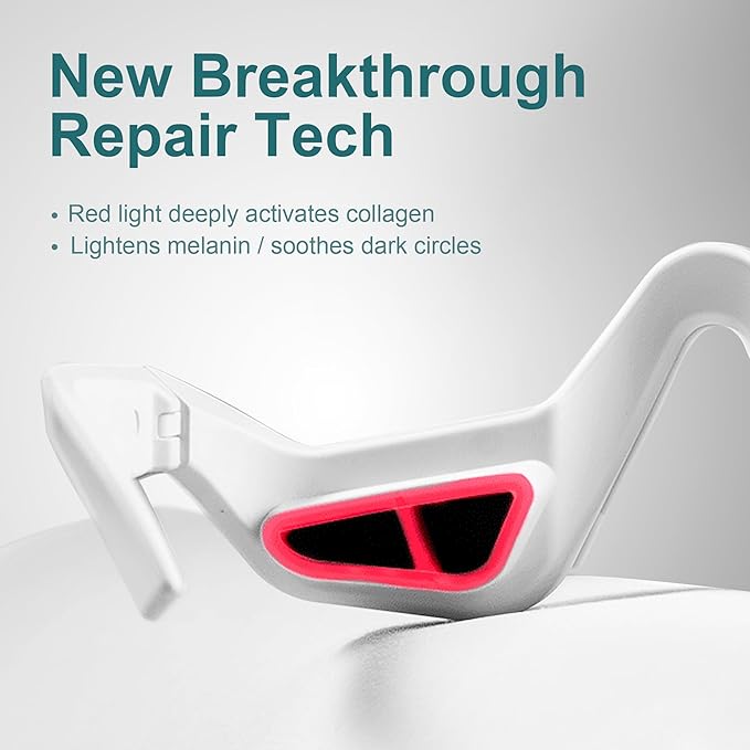 Under Eye Red Light Therapy Glasses with Dark Circle, Eye Bag and Wrinkle Elimination Massage