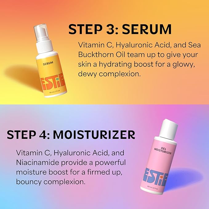 InstaNatural BESTIES BFF Four Step Teen Skincare Kit | Simple Skincare for Healthy Skin (Cleanser, Toner, Serum & Gel Moisturizer for All Skin Types) (BFF Four Step Kit, Fresh Citrus)