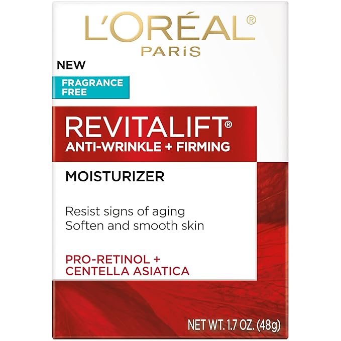 L’Oreal Paris Revitalift Anti Aging Face and Neck Cream, Smoothing and Firming Moisturizer for 24HR Hydration, Fragrance Free, 1.7 Oz