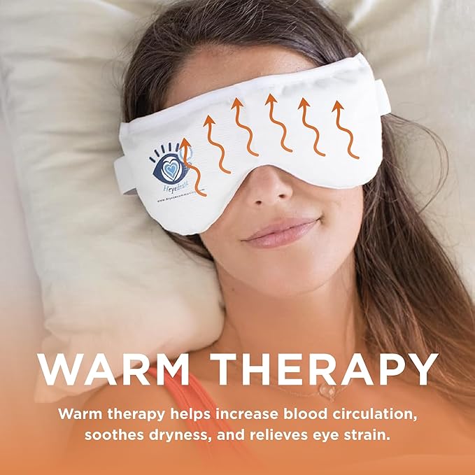 Heated Eye Mask - Soothing Warm & Cold Compress for Temporary Relief of Irritated Eyes, Dryness, Crusty Eyelids, Eyelid Bumps - Reusable, White, Silica Bead, Therapy Mask