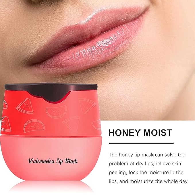 5PCS Bee Lip Balm Honey Pot，Peach&Grape&Aloe&Coconut&Watermelon Lip Mask Overnight Propolis Moisturizing Lip Balm Hydrating Prevention Dry and Crack Lip Scrubs Exfoliator Lip Wrinkle Care