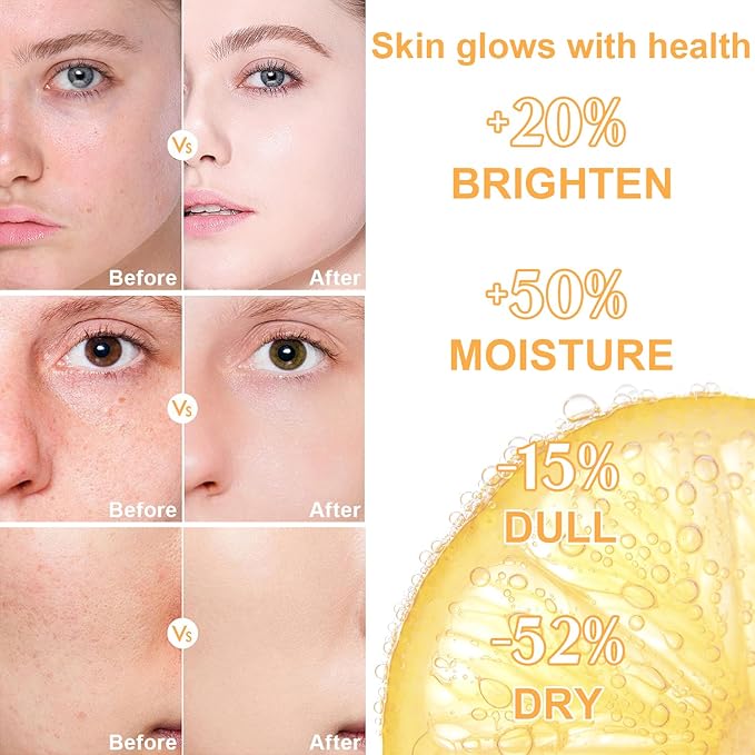 Vitamin C Skincare Set for Teenage Girls, 5-In-1 Skin Cleaning & Care Travel Size Kit With Cleanser, Toner, Face Serum, Eye Cream, Face Cream