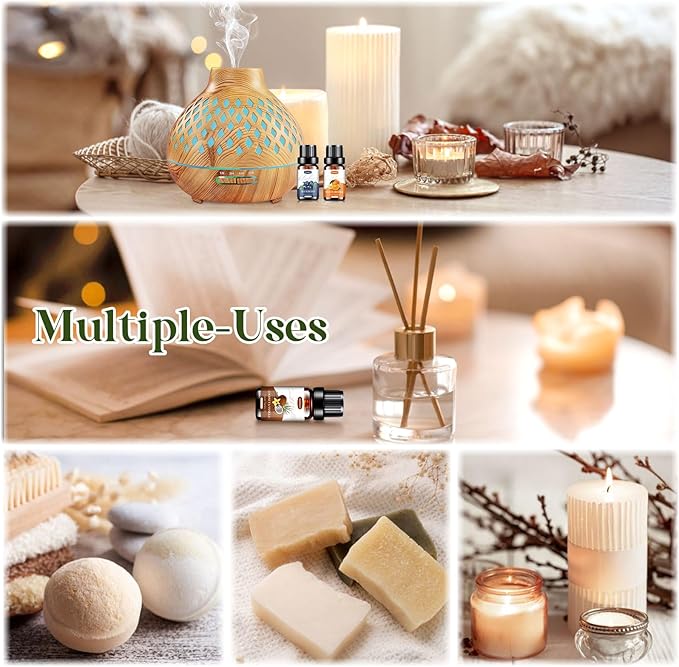 Fruity Essential Oils Set - Fruity Scents Fragrance Oil Aromatherapy Essential Oils Kit for Diffuser, Candle Making (6x10ML) Strawberry, Coconut Scented Oil