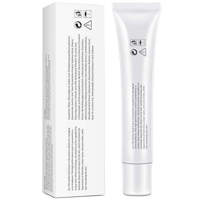 Azelaic Acid 12% Serum for Acne, Azelaic Acid Cream for Acne, blemishes and Pimples, Nicotinamide Serum Balances Excess Sebum for Smooth Skin, 0.7 OZ