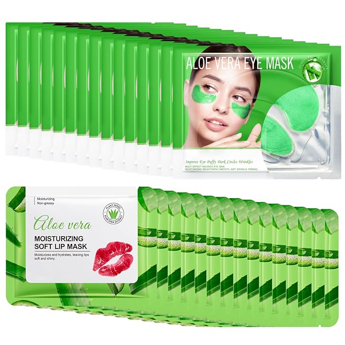 30 Pairs Lip Masks & Eye Mask - Aloe Vera Under Eye Patches for Women - Moisturizing Lip Mask for Women - Firming Eye Patches for Puffy Eyes and Dark Circles - Under Eye mask Easter Basket