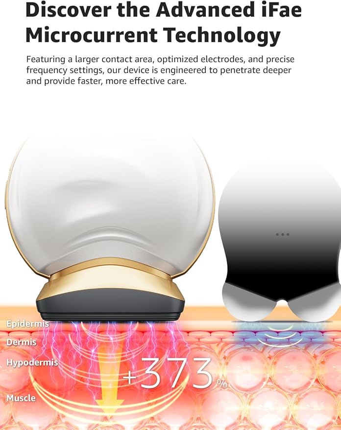 Microcurrent Facial Device Face Lift: iFae 3 in 1 Light Therapy for Face, Portable Face Lift Device for 90 Seconds Lifting, Tightening, Skin Rejuvenation Anti-Aging Wrinkle Skin Salon at Home (White)