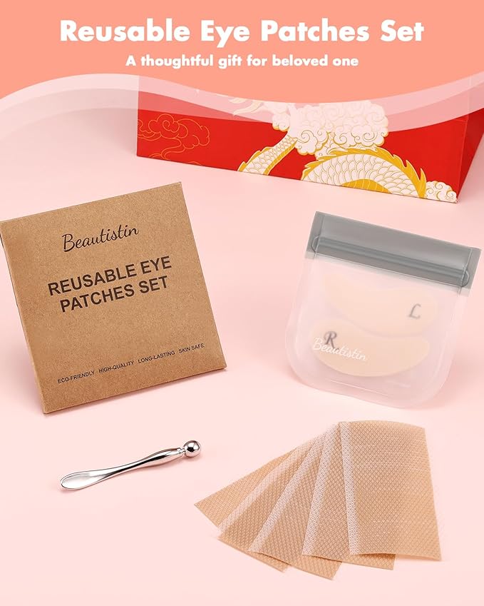 Under Eye Patches Silicone - Reusable Eye Patches + Silicone Fixing Tape Cuttable, Eye Wrinkle Patches, Reusable Eye Mask, Plump Fine Lines & Wrinkles, Eye Cream Applicator + Silicone Bag