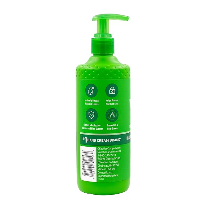 O'Keeffe's Hand and Body Lotion - 12 oz Pump (2 Pack) - Healing Lotion, Relieves Extremely Dry Skin