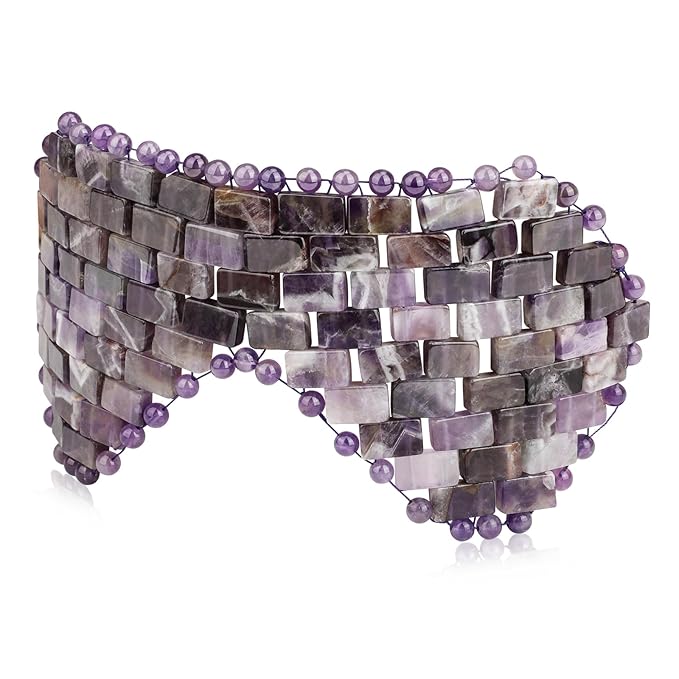 gemshan Jade Eye Mask, Amethyst Crystal Mask,Gemstone Eye Mask Anti Aging Therapy Hot or Cold Using (#2-Amethyst)