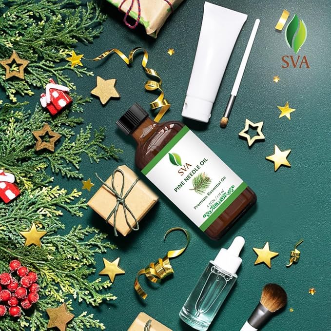 SVA Pine Needle Essential Oil – 4 Fl Oz – 100% Natural Pine Needle Oil - for Diffuser, Hair Care, Face, Skin Care, Aromatherapy, Scalp and Body Massage, Soap and Candle Making – with Dropper