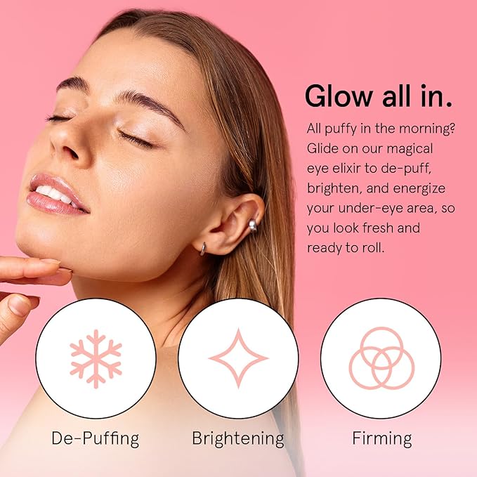 grace & stella Under Eye Brightener Roller - Travel Essentials - Retinol & Caffeine Eye Serum for Puffiness, Dark Circles, Wrinkles - Hydrating & Smoothing - Vegan Skincare (15ml / 0.51 fl oz)