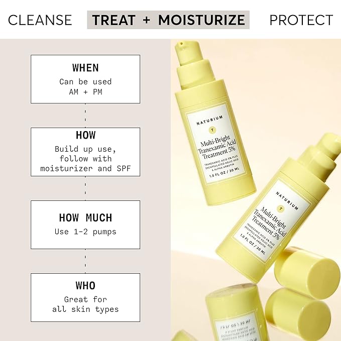 Naturium Multi-Bright Tranexamic Acid Treatment 5%, Skin Care with Encapsulated Kojic Acid & Alpha Arbutin, 1 Fl Oz