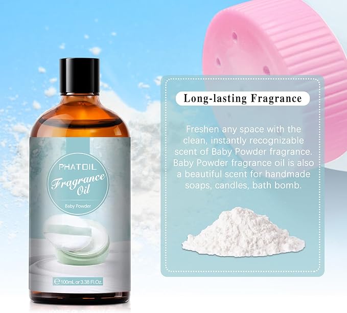 3.38FL.OZ Baby Powder Fragrance Oils for Aromatherapy, Essential Oils for Diffusers for Home, Perfect for Diffuser, DIY Candle and Soap Making, DIY Scented Products - 100ml