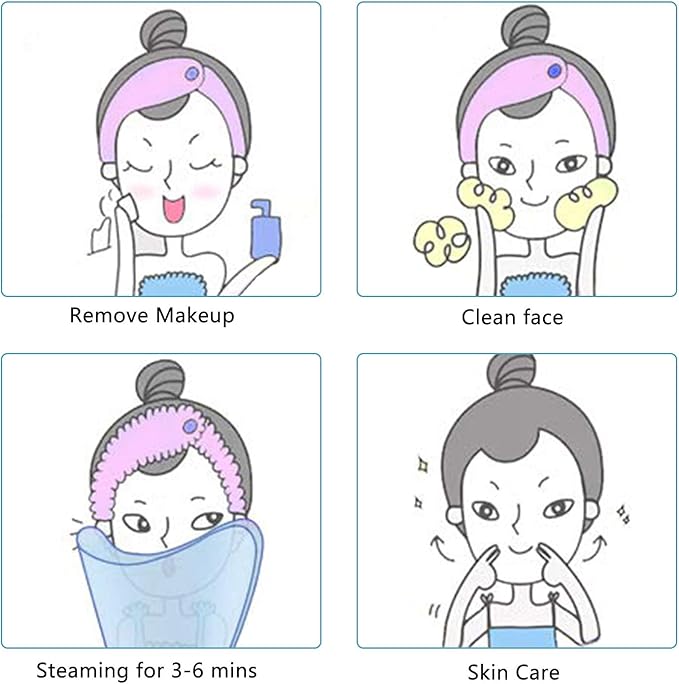 Face Steamer for Facial Deep Cleaning, Facial Steamer for Face, 2 Modes Facial Steamer for Unclogs Pores, Hydrating, Blue(Include Blackhead Remover Kit, Mask Brush, Headband)