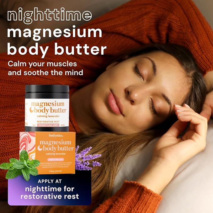 Magnesium Body Butter - Nighttime Magnesium Cream For Women, Pregnancy & Postpartum Comfort (Calming Lavender Scent, 8oz)