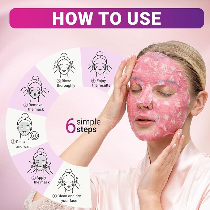 24 Pack of Sheet Face Masks Skincare - Collagen Face Mask Sheets with Hyaluronic Acid, Vitamin C, Snail Mucin - Facial Sheet Mask for Hydrating, Rejuvenating, Moisturizing