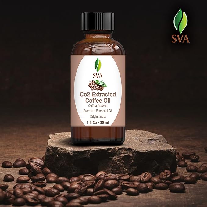 SVA Coffee Essential Oil – 1 Fl Oz – 100% Natural Coffee Oil - for Diffuser, Hair Care, Face, Skin Care, Aromatherapy, Scalp and Body Massage, Soap and Candle Making - with Dropper