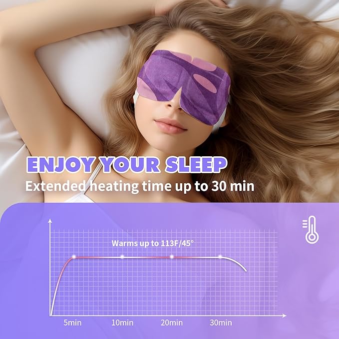 18 Packs Lavender Steam Eye Masks for Dry Eyes Warm Eye Mask Heated Eye Mask Reduce Puffiness Dark Circles Travel Essentials Eye Masks for Sleep Disposable (Lavender)