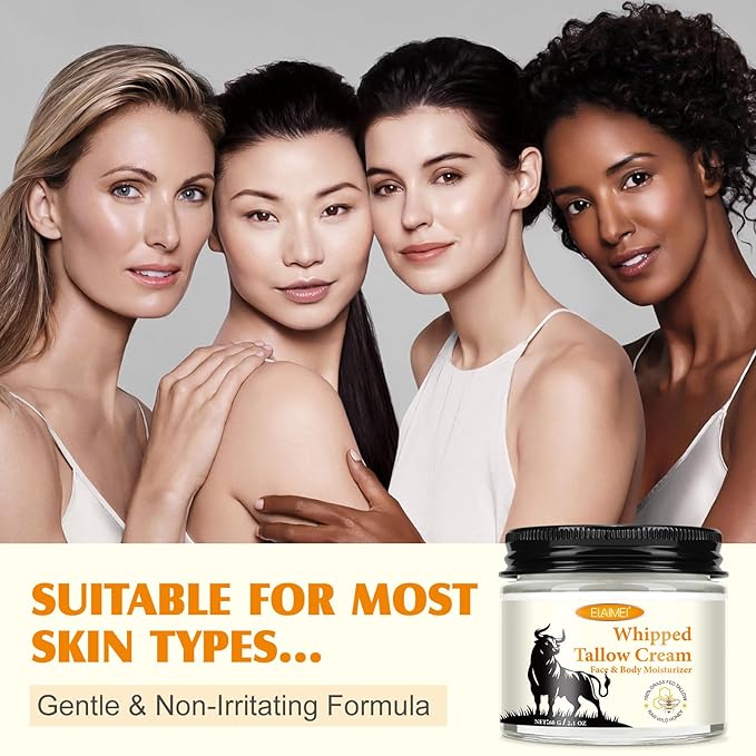 Beef Tallow for Skin, Beef Tallow and Honey Balm for Face & Body, Tallow Face Moisturizer, Organic Grass Fed Whipped Beef Tallow with Honey Beeswax, Beef Tallow Moisturizer Cream -2.0 Oz