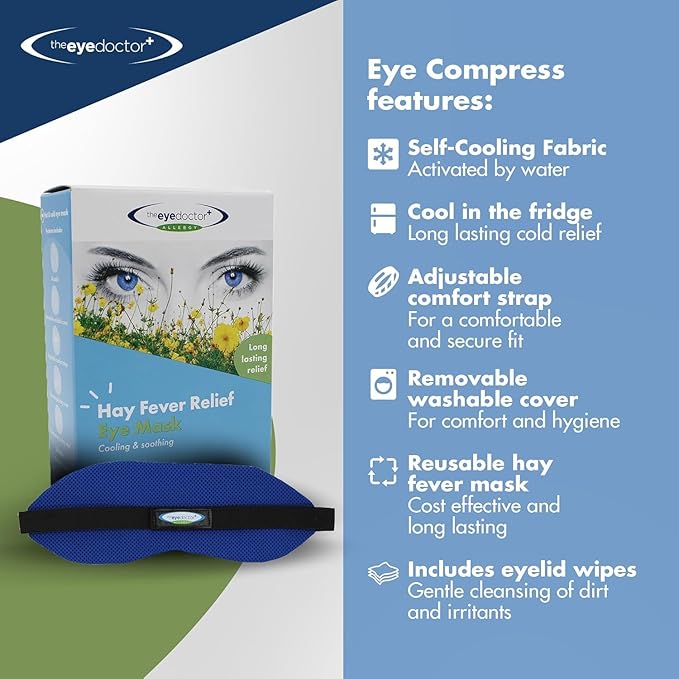 The Eye Doctor Allergy - Cold Eye Compress for Allergy & Hayfever Symptoms, Inflammation, Puffy Eyes, Headaches and Migraines. Reusable Gel Eye Mask for Soothing Relief – Cold Therapy