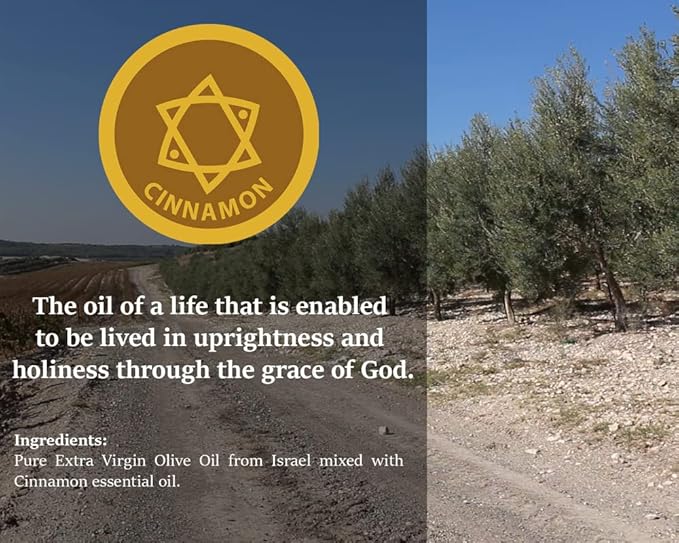 Cinammon Anointing Oil from Israel, Holy Spiritual Oils Bottles from Jerusalem Blessed, Handmade with Natural Ingredients and Blessed for Wedding Ceremony, Religious Use, 0.34 Fl Oz