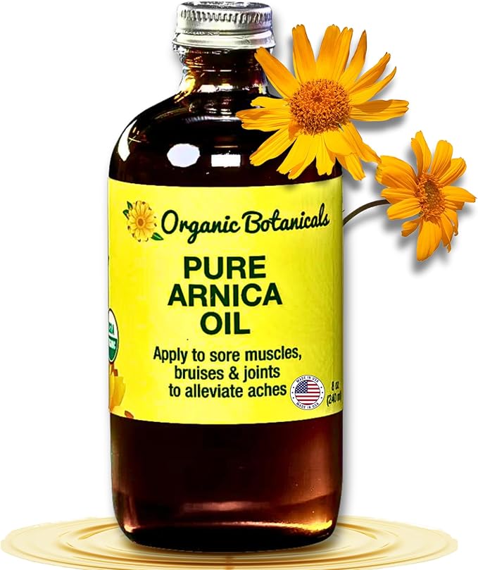 Arnica Oil - Pure Organic Muscle Discomfort Bottle - Organic Arnica Oil for Bruising and Swelling, Arnica Montana Oil for Muscle and Joint Discomfort, Arnica Massage Oil (8 oz)