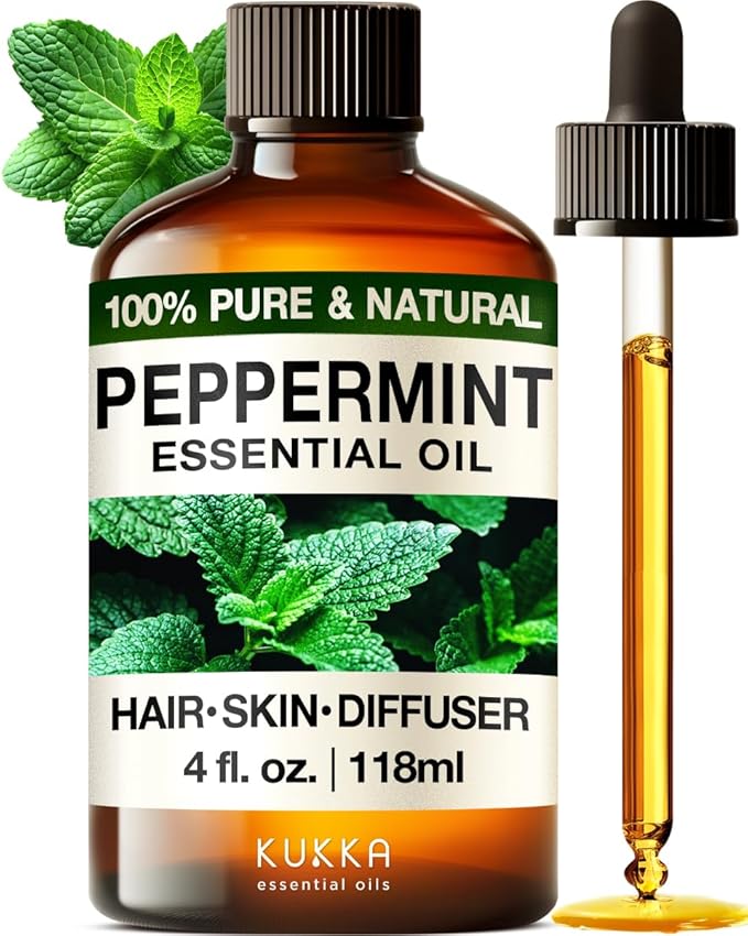KUKKA essential oils 100% Pure & Natural Peppermint Oil for Skin, Hair, Diffuser, & Soap Making DIY(4 Fl Oz/118 ml)