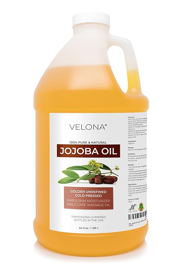 Jojoba Oil - 64 oz | 100% Pure and Natural | Golden, Unrefined, Cold Pressed, Hexane Free | Moisturizing Face, Hair, Body, Skin Care, Stretch Marks, Cuticles