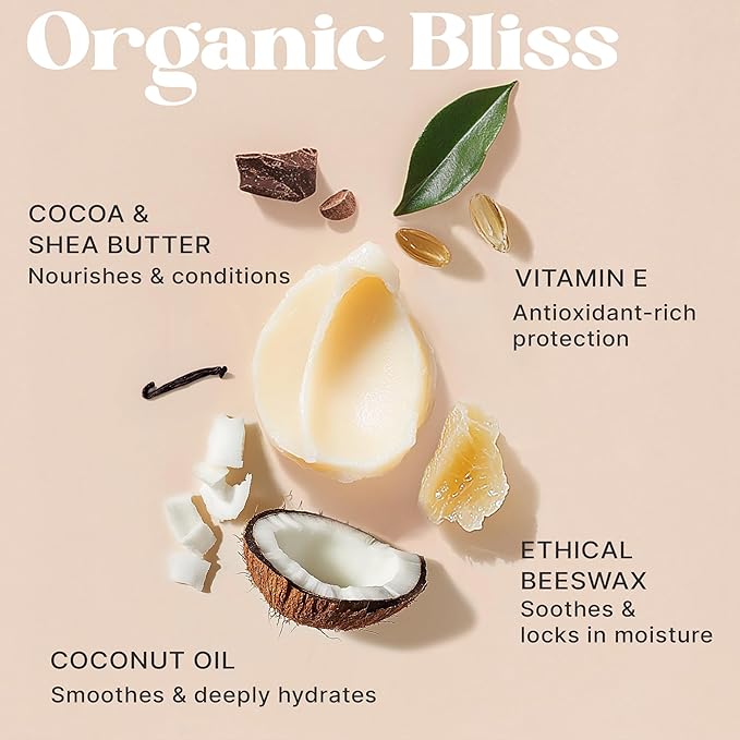 USDA Organic Lip Balm - USA Made with Natural Ingredients, Beeswax Vanilla Chapstick for Dry Lips, Gifts for Women, Birthday Gifts for Her & Him, Hydrating Lip Balm Beauty Gifts, Natural Chapstick