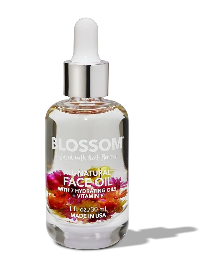 Blossom Unscented All Natural, Vegan, Cruelty Free Face Oil with Vitamin E, Infused with Real Flowers, Made in USA, 1 fl. oz., Summer Breeze