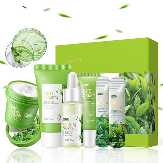 Green Tea Skin Care Kit Teenage Girls Gifts, 19-In-1 Facial Skin Care Routine Set Kit for Women/Girls, Hydrating Teen Skincare Set Control Oil, Christmas Gifts for Women Stocking Stuffers