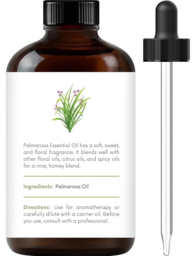 Handcraft Blends Palmarosa Essential Oil - Huge 4 Fl Oz - 100% Pure and Natural - Premium Grade Essential Oil for Diffuser and Aromatherapy