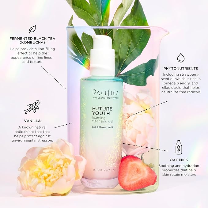 Pacifica Future Youth Foaming Face Wash - Hydrating Anti-Aging Cleansing Gel, Dermatologist Tested Gentle Facial Cleanser, Alcohol-Free Vegan Formula for All Skin Types Clean Beauty Cruelty-Free 4.7oz