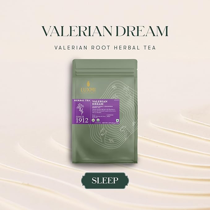 Luxmi Estates - Valerian Dream - Organic Valerian Root Tea for Sleep - 50 Tea Bags | with Valerian Root, Chamomile & Lavender | Perfect Wellness Sleep Tea