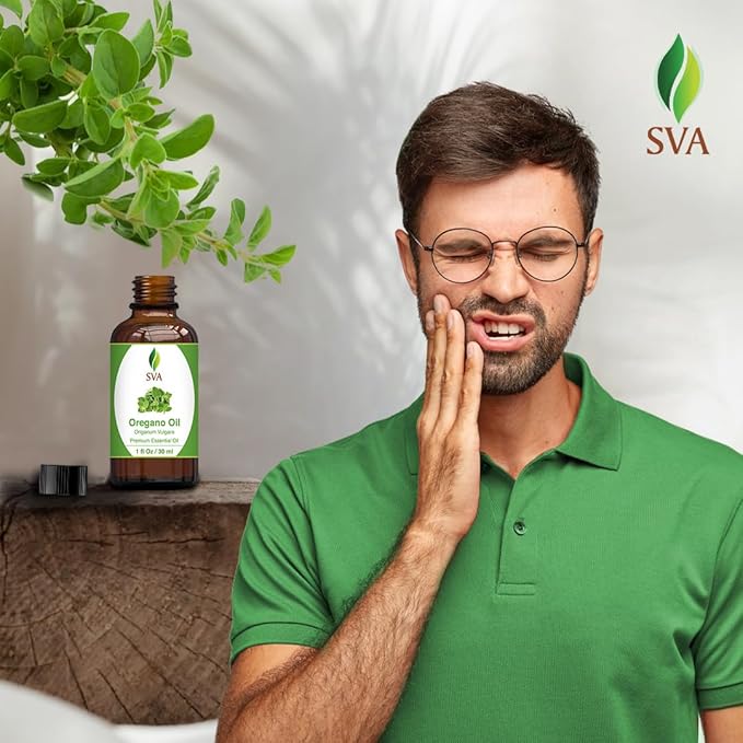 SVA Oregano Essential Oil – 1 Fl Oz – 100% Natural Oregano Oil - for Diffuser, Hair Care, Face, Skin Care, Aromatherapy, Scalp and Body Massage, Soap and Candle Making – with Dropper