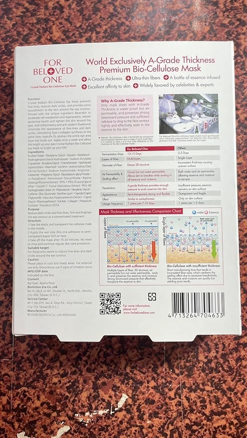 Crystal Radiant Bio-Cellulose Eye Mask(4 Pairs)