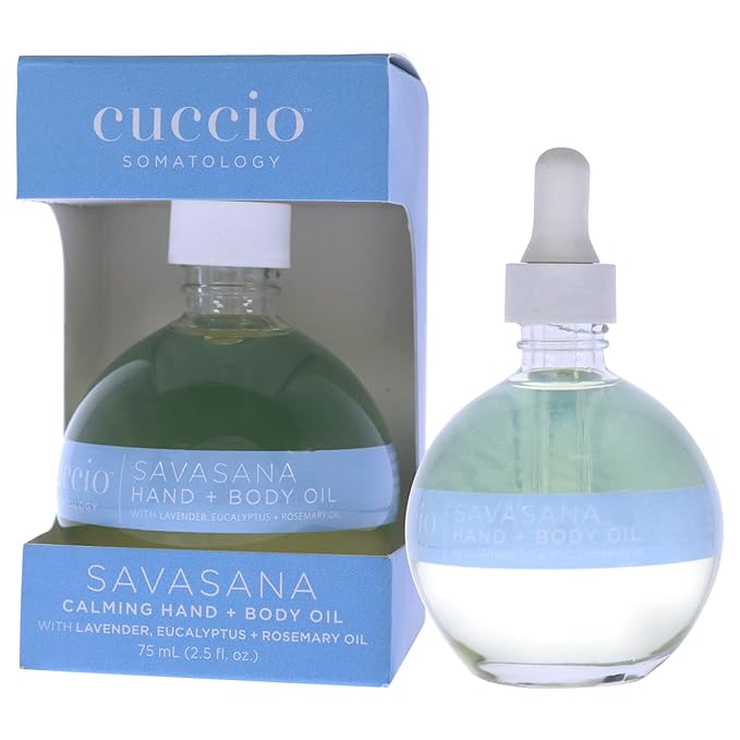 Savasana Calming Hand and Body Oil - Intensely Moisturizing And Hydrating Blend - Made With Lavender, Eucalyptus, And Rosemary Oils - Soothe Your Mind And Nourish Your Body - 2.5 Oz