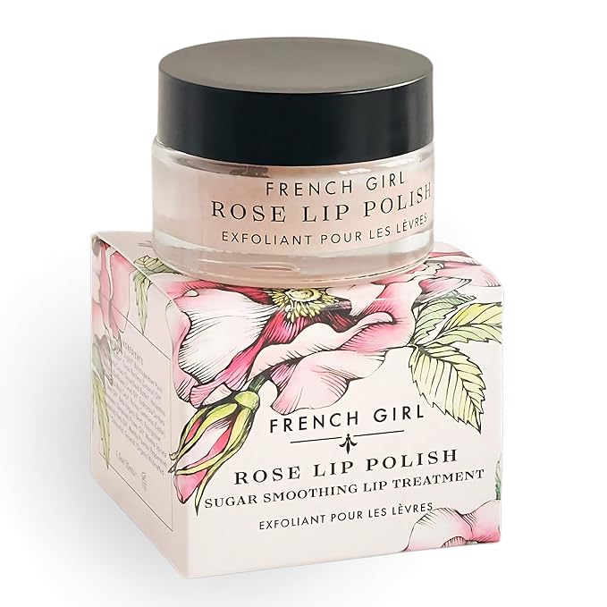 French Girl Rose Lip Scrub - Organic Sugar Scrub For Lips, Hydrating Lip Exfoliator & Moisturizer with Shea Butter & Essential Oils, Treatment for Dry Lips, Clean, Vegan & Cruelty-Free, 1oz