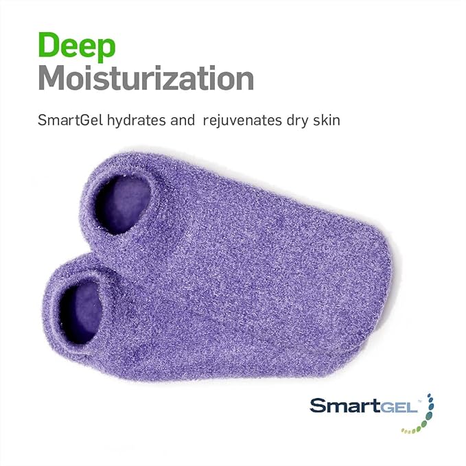 NatraCure Moisturizing Gel Socks - (Helps Dry Feet, Cracked Heels, Dry Heels, Rough Calluses, Cuticles, Dead Skin, Use with Your Favorite Lotions, Creams or Spa Pedicure) - Color: Lavender