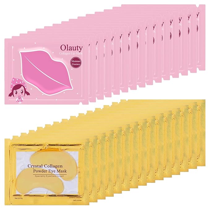 30 Pairs Lip Masks & Eye Mask for Mothers Day Gifts, 24K Gold Gel Under Eye Patches for Puffy Eyes, Crystal Collagen Moisturizing Lip Masks, Nourishes Lip&Eye Skin for Reducing Fine Lines Dark Circle