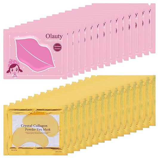 30 Pairs Lip Masks & Eye Mask for Mothers Day Gifts, 24K Gold Gel Under Eye Patches for Puffy Eyes, Crystal Collagen Moisturizing Lip Masks, Nourishes Lip&Eye Skin for Reducing Fine Lines Dark Circle